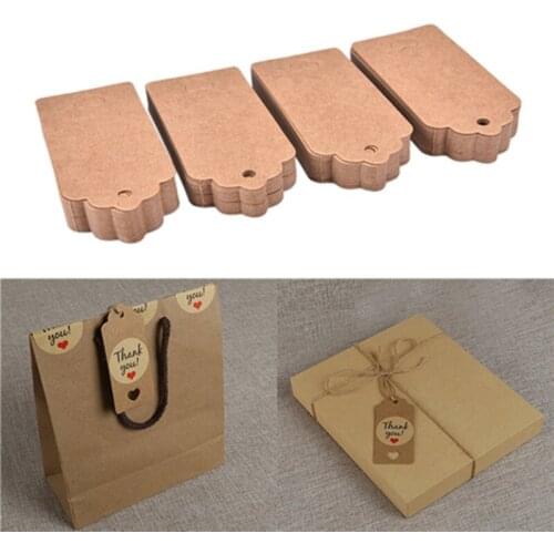 100Pcs Hollow Heart Scalloped Kraft Paper Card / Blank Tag / Wedding Favour Gift Tag Price Label Party Acc 4*9cm