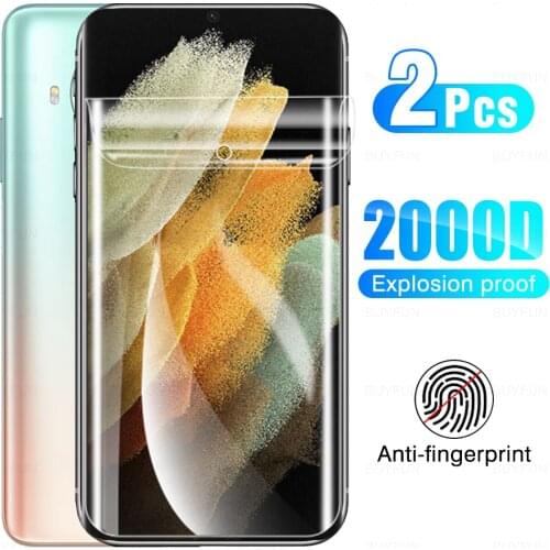2Pcs Full Hydrogel Screen Protector Soft For Samsung Galaxy S21 Ultra 5G Phone Protective Screen Protector Not Tempered Glass