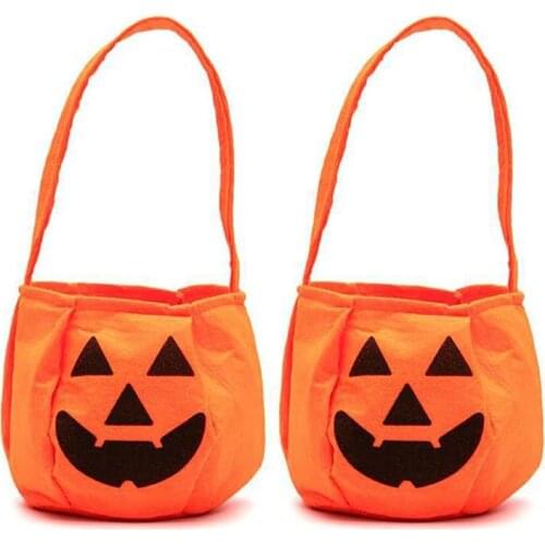 2pcs Halloween Candy Bags Cute Gift Bag Pumpkin Bucket Trick or Treat Kids Gift Halloween Party Decoration Festival Supplies