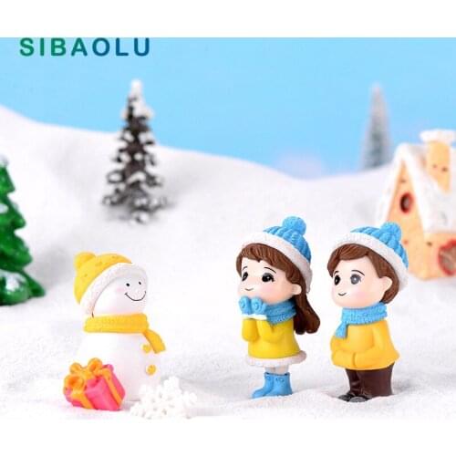 3pcs Winter Lover Christmas Wedding figurine cartoon PVC doll fairy garden home miniature ornament desk decoration DIY accessory