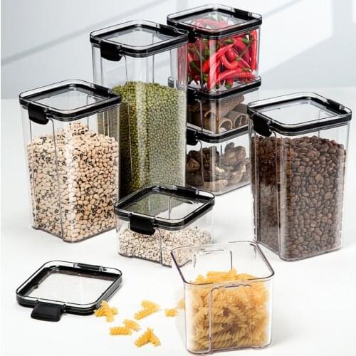 4 Different Capacity Plastic Sealed Cans Kitchen Storage Box Transparent Food Canister Keep Fresh New Clear Container