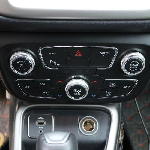 3PCS/SET Car Air Conditioner Knob Switch Button Trim Cover Ring for Jeep New Compass 2017 2018 for Automatic AC Accessorie
