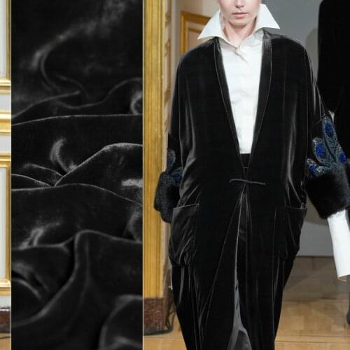 Black silk velvet fabric for dress per meter soft skirt fashion clothing thicken cotton fabric wholesale cloth alibaba express
