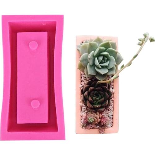 Clear Water Concrete Cement Vase Molds Muti-meat Plants Flower Pots Silicone Mold Rectangular Flower Pot Silicone Mould