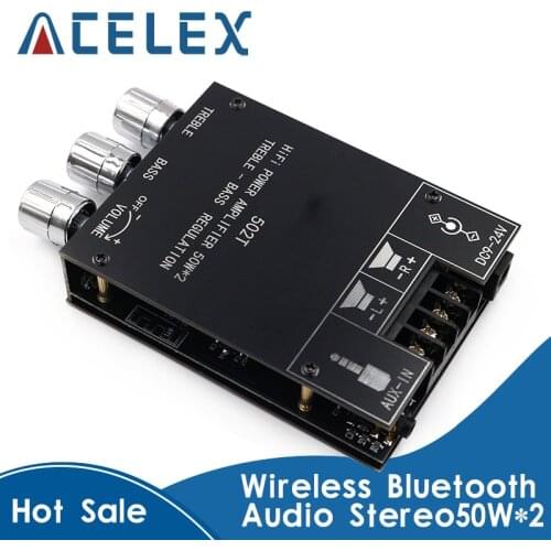 Digital TPA3116D2 Bluetooth 5.0 Subwoofer Amplifier Board 2.0 Channel Power Audio Stereo Amplifier Board 2*50W Bass AMP ZK-502T