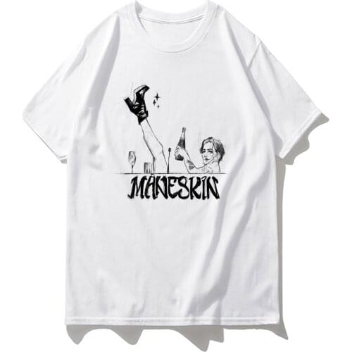Maneskin T Shirt New Fashion Women/Men Casual Kawaii White Cotton T-Shirts Hot Male Harajuku Kawaii Top Tee Shirt Vintage Tshirt