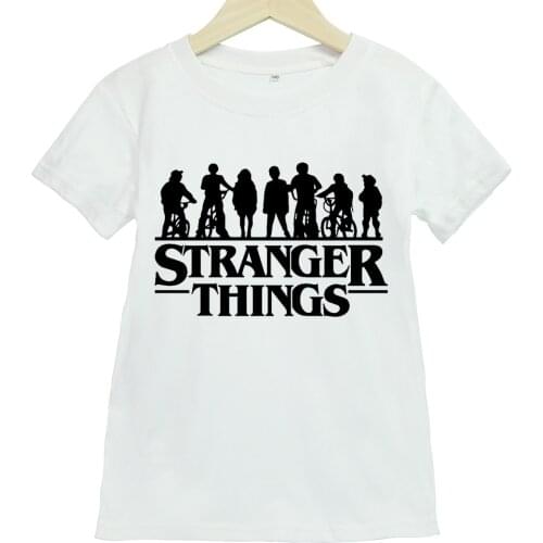 Stranger things cartoon printed short-sleeved T-shirt tops for boys and girls summer sports and leisure short-sleeved T-shirts