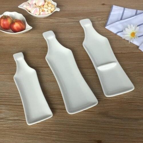 Ceramic snack plate for fruit, nut, candy, beer bottle shape plate