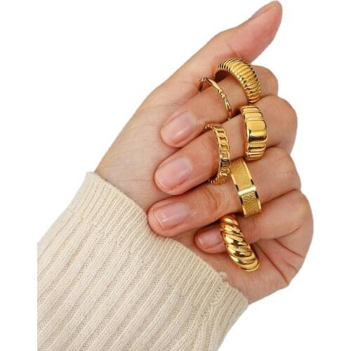 Rings for Women Butter Horn Vintage Stainless Steel Ring Gold Chunky Rings Gothic Ladys Party Jewelry