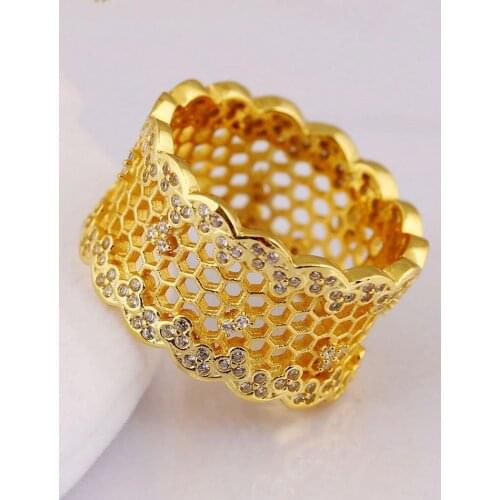 S925 Ring for Women Sparkling Honeycomb Lace Ring Shine & Clear CZ Ring Gift Lady Jewelry