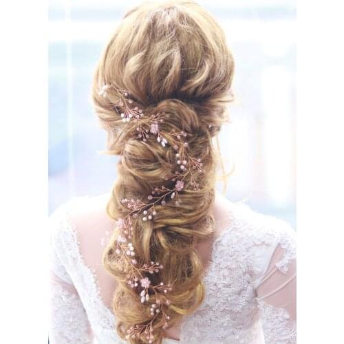 Cute Romantic Bridal Headband Crystal Flower Hair Jewelry Silver Rose gold Tiara Wedding Hair Accessories for party Hair vine