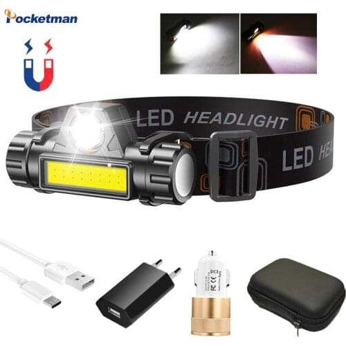 25000LM Mini Flashlight Q5+COB Led Headlamp Powerful Built-in 18650 Battery Outdoor Camping Fishing Headlight Stepless Dimming