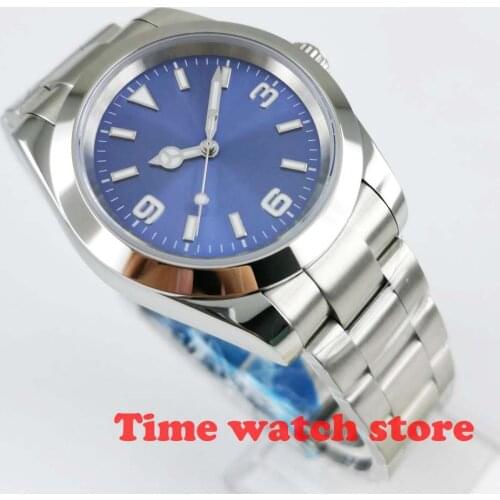 Bliger 36mm Genuine Miyota 8215 Movement Automatic Mens Watch Blue Dial Unisex Oyster Bracelet Sapphire Glass Luminous