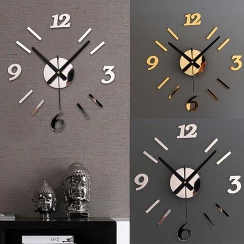 Modern Style Numbers DIY Adhesive Wall Clock Sticker Living Room Office Restaurant Hanging Decor