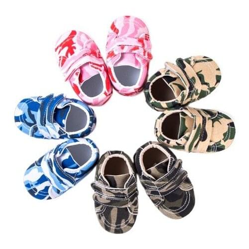 Newborn Baby Shoes First Walkers Camouflage Print Anti-slip Prewalker Sneakers for Girls Boys Red/gray/blue/green 0-18 Months