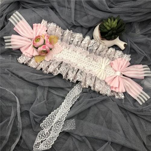 Lolita Original Handmade Gorgeous Hair Accessories Girls Sweet Cute Flower Light Pink Hair Hand Women Bowknot Lace Trim Hairpin