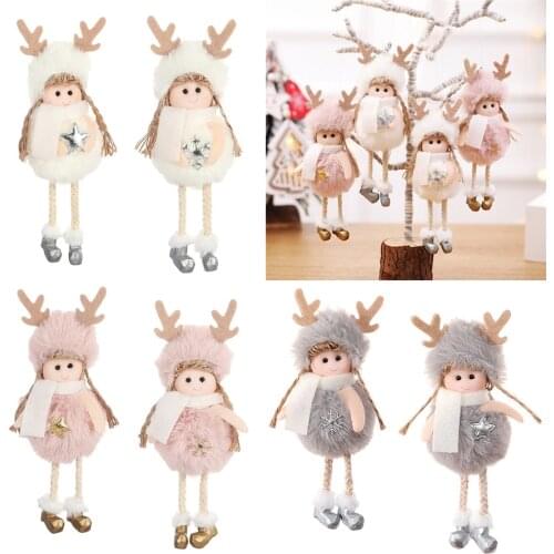 New Year 2022 Christmas Decorations Handmade Crafts Plush Angel Girl Doll Pendant Christmas Tree Hanging Ornaments Xmas Gift Toy
