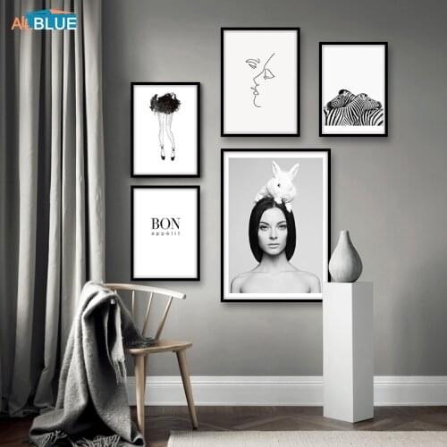 Zebra Kiss Lines Poster Print Wall Pictures Girl Wall Art Canvas Painting Black And White Decorative Pictures Nordic Decoration