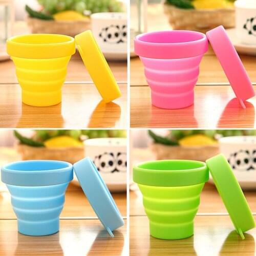 Protable Solid Color Water Silicone Cups Folding Gargle Cup For Outdoor Travel Drinkware Tools