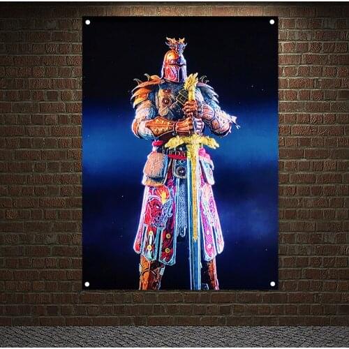 Medieval Warrior Knights Templar Armor Posters Vintage Crusader Banners Flags Canvas Painting Wall Hanging Home Decoration M6