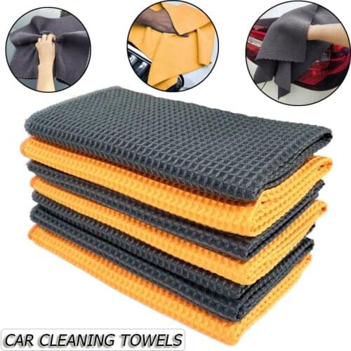 Microfiber Car Wash Towel Walf Checks Wax Polishing Detailing Cloth Car Cleaning Drying Wash Kitchen Cleaner Towels 40x40cm