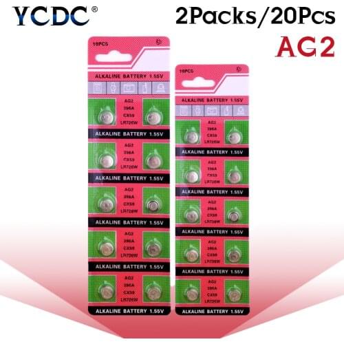 YCDC 20Pcs Watch Coin Battery SR726SW V397 SR59 SR726 LR726 397 556 AG2 1.55V Alkaline Cell Button Batteries for Watch Remote