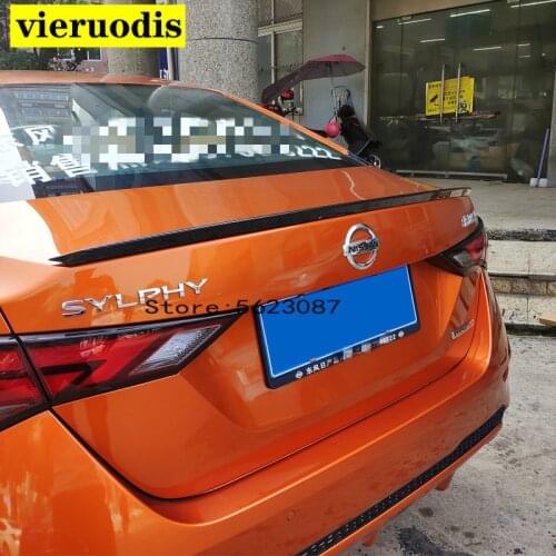For Nissan Sentra Spoiler 2020 2021 Fake carbon fiber Material Car Rear Wing Primer Color Rear Spoiler For Nissan Sentra Spoiler