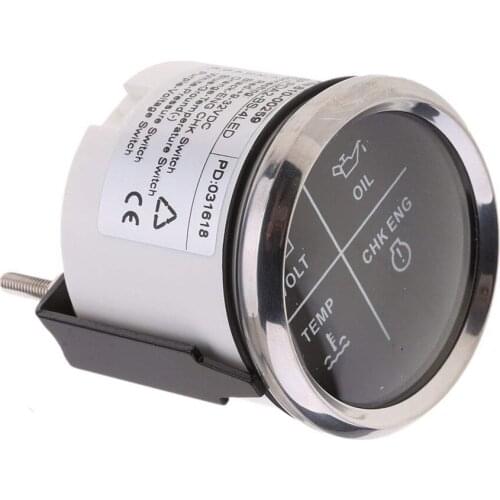 52mm 4 LED Alarm Gauge Meter Volt Oil Pressure Water Temperature Engine Alarm 9-32 V With Backlight For BMW Auto Boat Yacht
