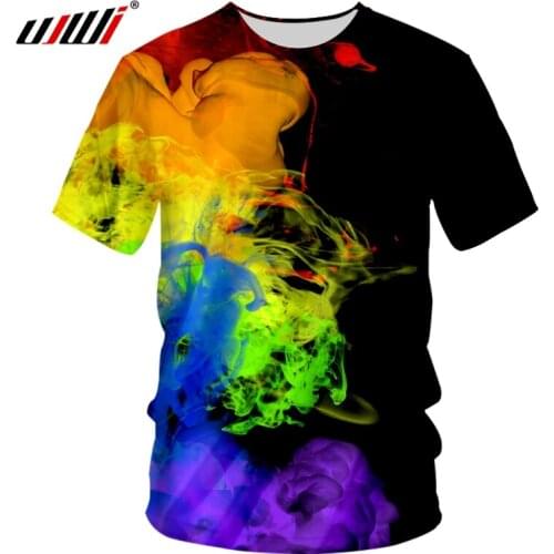 UJWI New Animal Tshirts Cool Print Artistic colorful paint 3D T-shirt For Woman/men Hiphop Punk T Shirt o Neck Tee Shirts Unisex