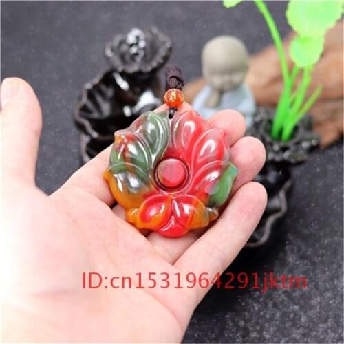 Jewelry Men Jade for Carved Pendant Chinese Jadeite Flower Charm Women Necklace Natural Gifts Color Hand Amulet Fashion