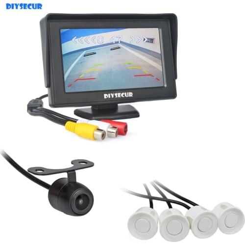 DIYSECUR Video Parking Radar 4.3" Rear View Car Monitor + Rear View Car Camera + 4 Sensors Parking Assistance