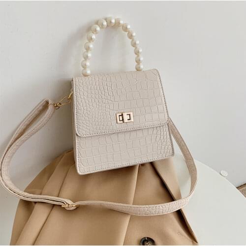Tote Bags MINI PU Leather Crossbody Shoulder Bags for Women 2021 Chain Design Luxury Hand Bag Female Travel with pearl handle