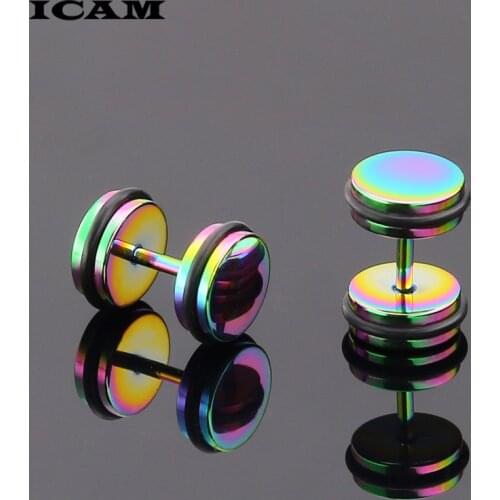 ICAM Fashion Stainless Steel Stud Earrings for Women Men Barbell Dumbbell Punk Gothic Retro Brincos