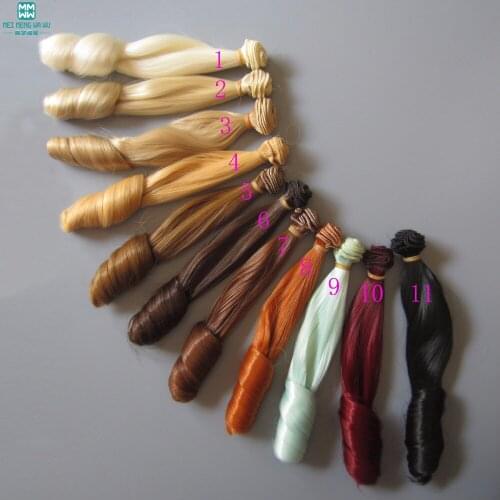 1pcs 15cm Big wave curls hair for doll fits 1/3 1/4 1/6 BJD doll wigs Brown light gold khaki