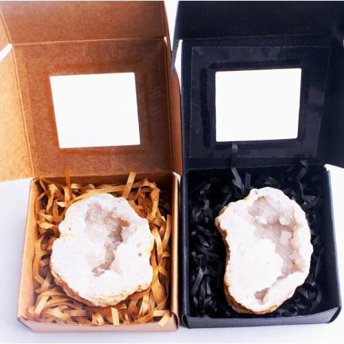 1PC Natural Agate Geode with Box Crystal Cluster Raw Stone Mineral Specimen Rough Irregular Decorative Gift Healing