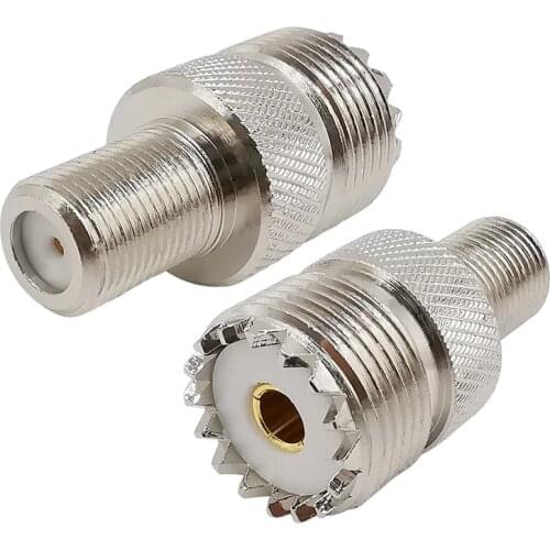 1Piece RF Coaxial F Female Jack to UHF SO239 SO-239 Female Adapter UHF to F Type Straight Connector Silver
