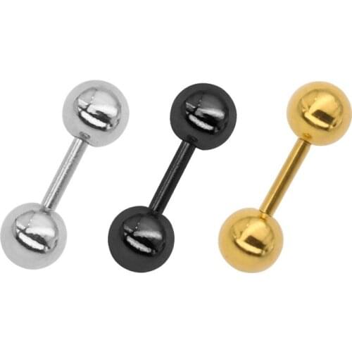 16G Gold-color Black Stainless Steel Barbell Labret Ring Ear Nail Rings Tongue Nipple Bar Rings Barbell Earring Body Piercing
