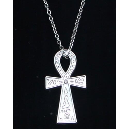 20pcs New Fashion Necklace 39x21mm egyptian ankh life symbol Pendants Short Long Women Men Colar Gift Jewelry Choker