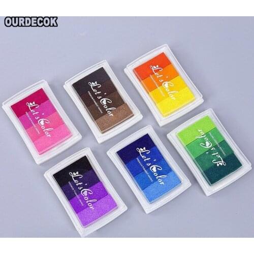 6 pcs Creative DIY Oil 24 Colors Rubber Stamps Ink Pad for Vivid Scrapbook Albums Card-making Craft Fingerprint Tree