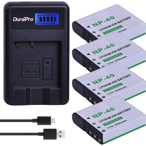 4pcs NP-40 NP 40 NP40 Rechargeable Camera Battery + USB Charger for Casio EX-Z400 FC100 FC150 FC160S P505 P600 P700 Z300 Z600 EX