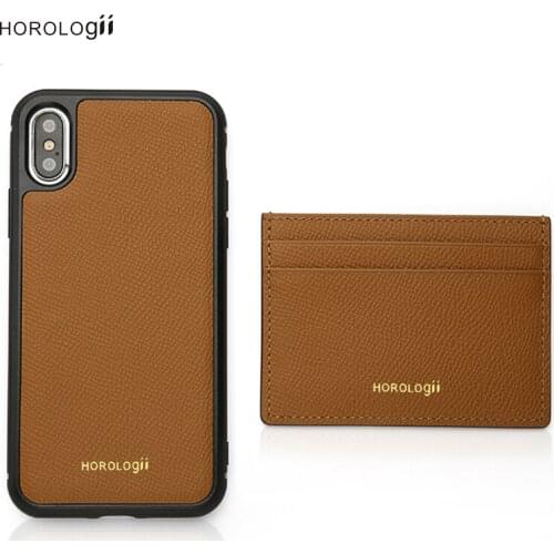 Horologii Custom Name Free for Light Brown Italian Leather Iphone Xs XR 11 12 Pro Max Case Luxury Dropship