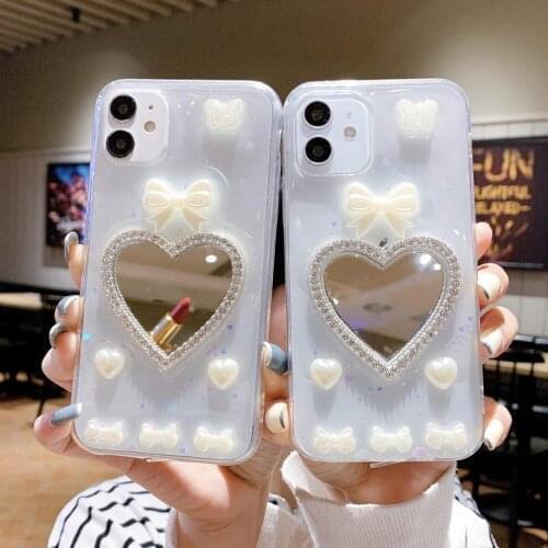 Luxury Color Thick Border Love Mirror Phone Case For Xiaomi Poco F3 Mi 11 10 10T 11X Redmi Note 9 9T 8 7 CC9 A3 Lite Pro Cover