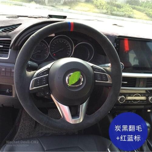 Steering wheel cover for Mazda CX4 Atenza Axela3 Mazda 6 CX5 CX8 hand-stitch leather grip interior Car goods car accessories