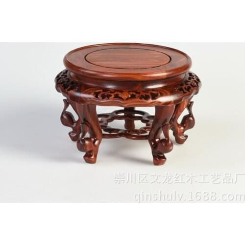 Cheap red sandalwood Begonia bonsai vases stand fish tank a few solid wood seat Kistler jade carvings seat bottom Home Decoratio