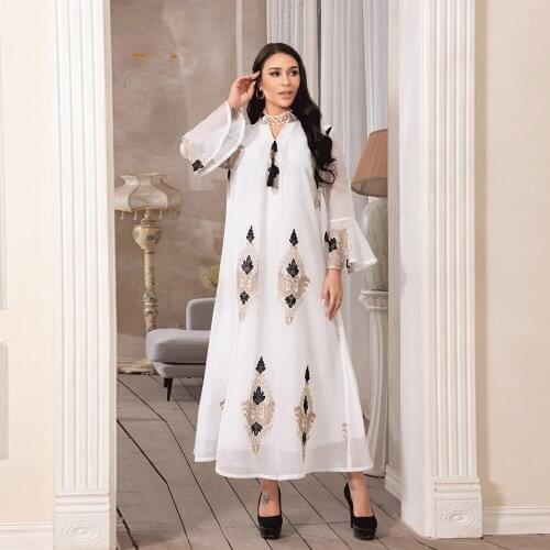 Muslim Hijab Long Dress Caftan Marocain Kaftan White Abaya Dubai Turkey Islam African Dresses For Women Vestidos Robe Musulman