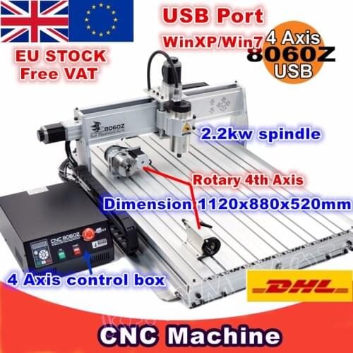 [EU Delivery/Free VAT] 8060 4Axis 8060Z-2200W USB Mach3 2.2KW CNC Router Engraver Engraving Drilling and Milling Machine 220VAC