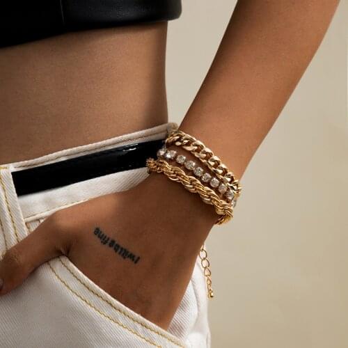 European and American simple complex jewelry with personality geometric simple retro twist chain combination female bracelet