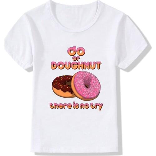 Girls 'T-shirts Childrens T-shirts Donuts Print Summer Casual Round-neck T-shirts Baby tops Girls' T-shirts Childrens clothes