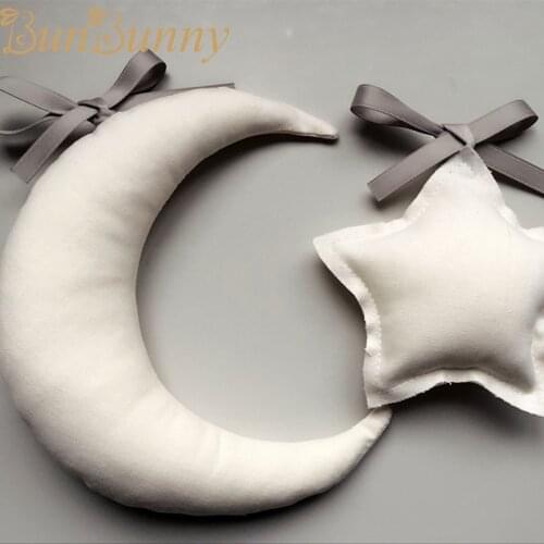 Cotton Stuffed Moon Start Shape Ornament Kids Room Decoration Baby Bed Tent Hanging Toy Nursery Wall Decor Photography Prop