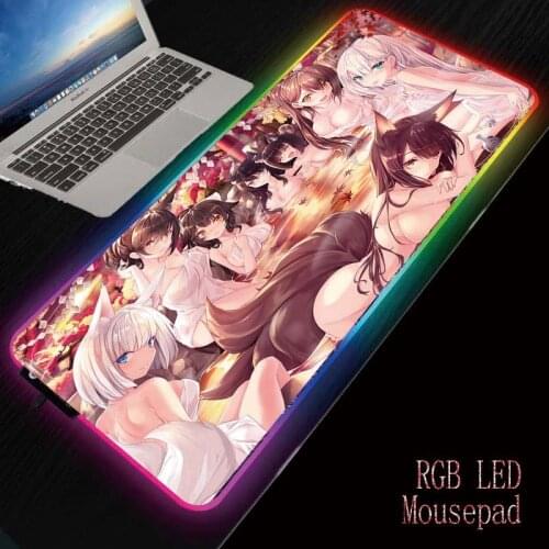 MRGBEST Sexy Anime Girl In Pool RGB Colorful Gaming Large Mouse Pad Gamer Led Computer Mousepad PC Desk Play Mat with Backlit